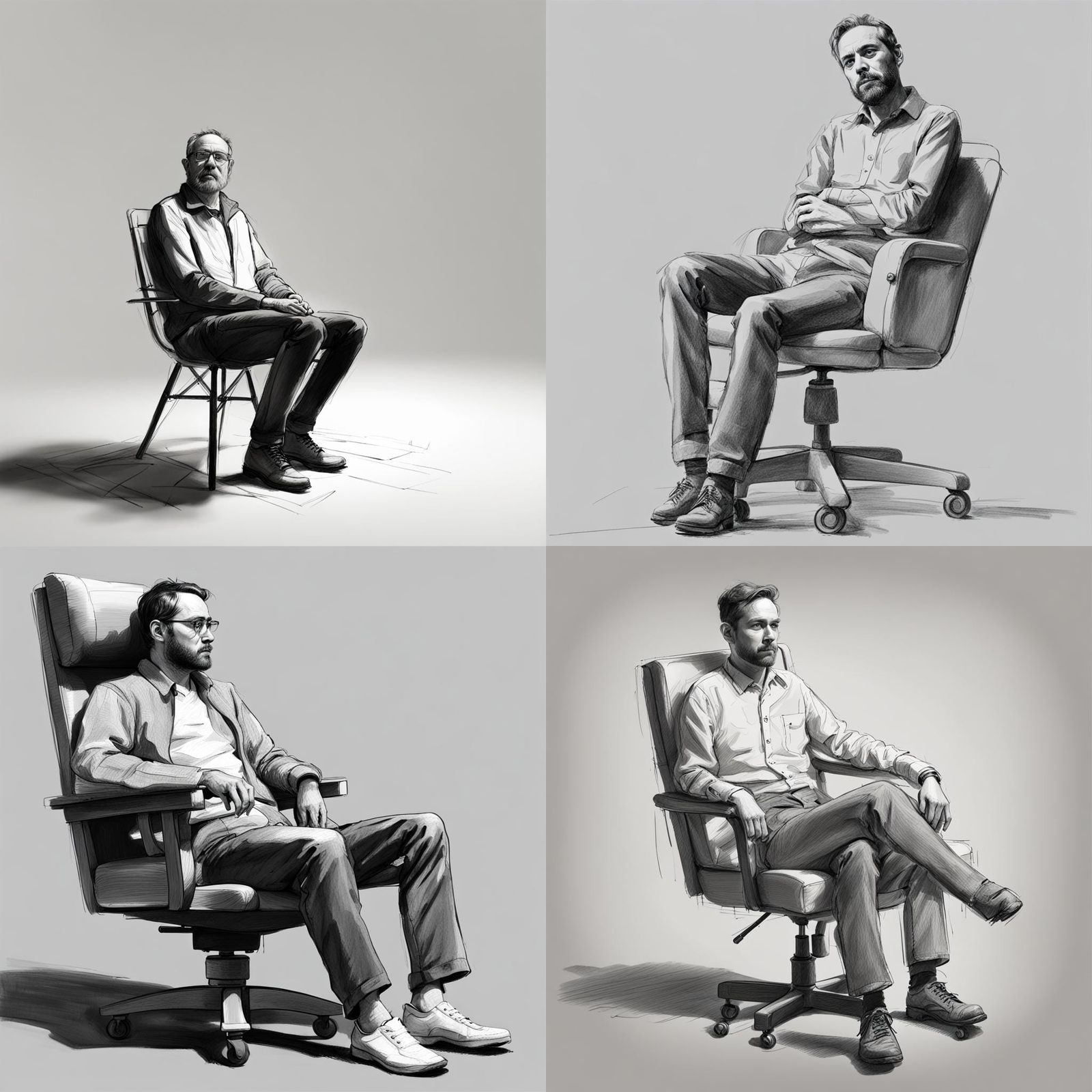 Simple Sketch of a Man Sitting in a Chair