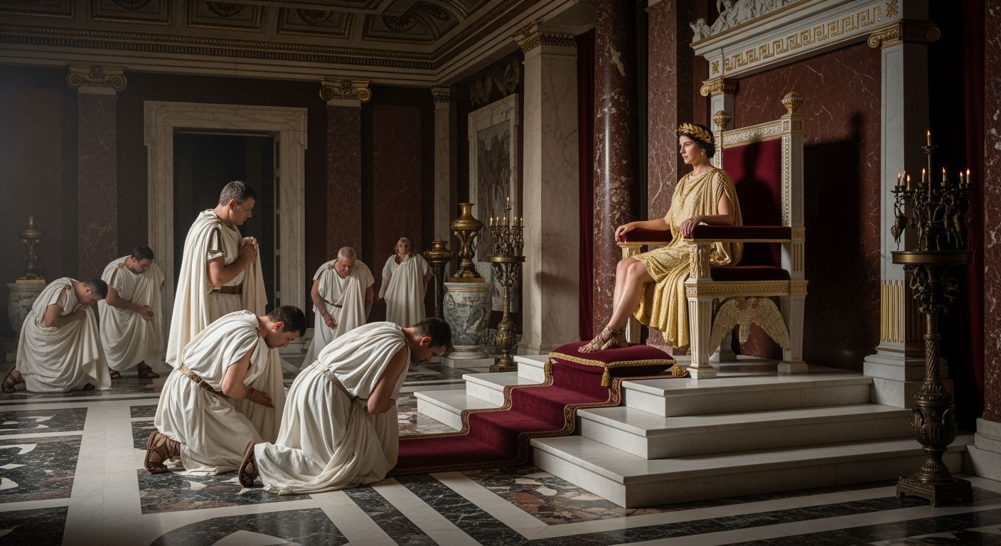 Empress Messalina on Gold Throne in Roman Palace