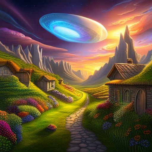 Alien Invasion of the Shire: Cosmic Illustration