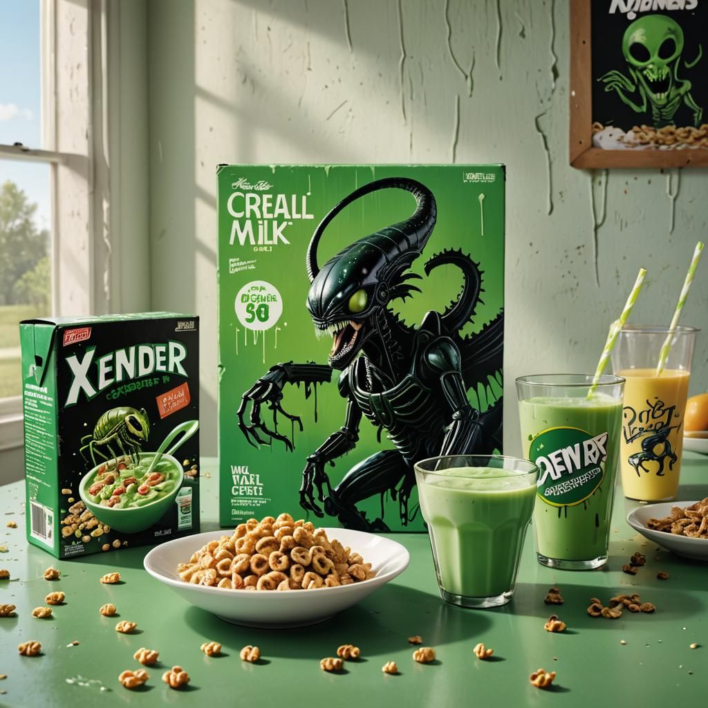 Xenomorph Cereal: A Surreal Sci-Fi Breakfast