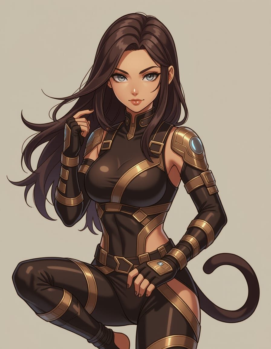 Agile Monkey Woman in Sci-Fi Martial Arts Gear