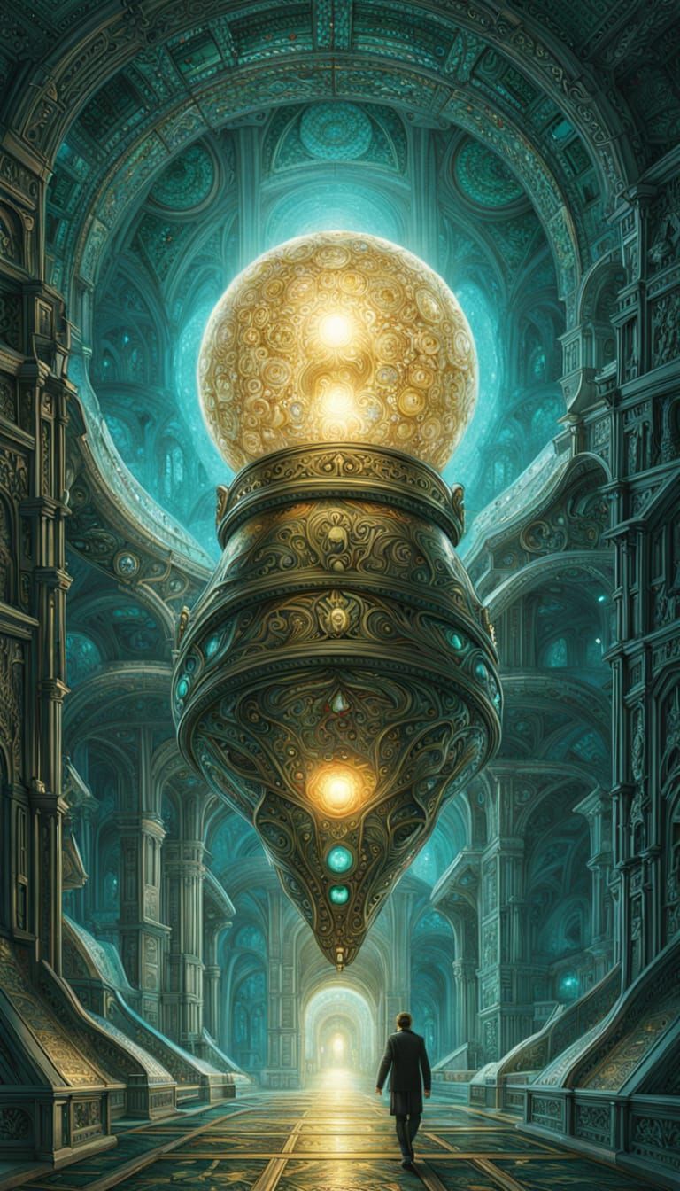 Biomechanical Seed Pod Treasure Vault in Space