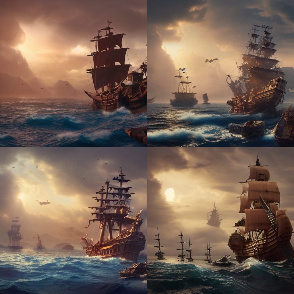 Pirate Ships Docked: Cinematic Digital Matte Painting