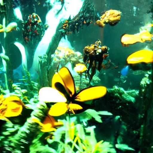 Underwater Mystical Butterfly Flower Garden with Kelp Forest