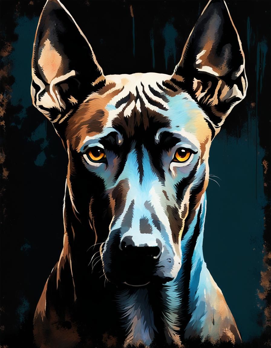 Black Thai Ridgeback Dog in Turner-Style Painting