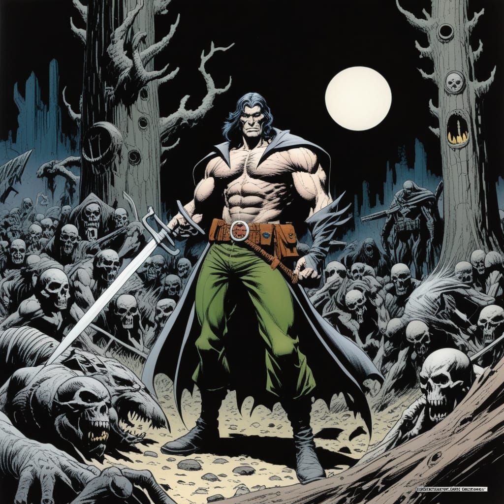 Grimdark Comic Illustration in Kubert Style