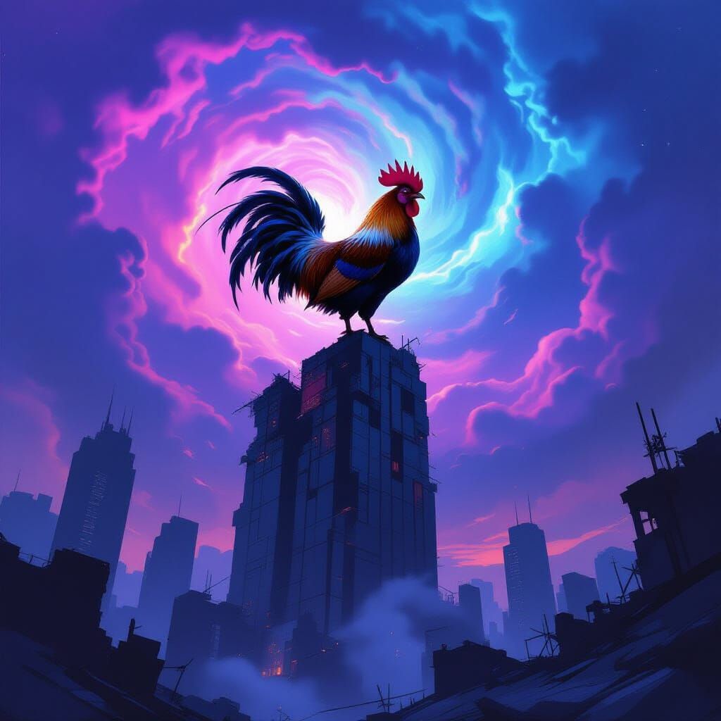 Rooster King of Dystopian Skyscraper Nebula