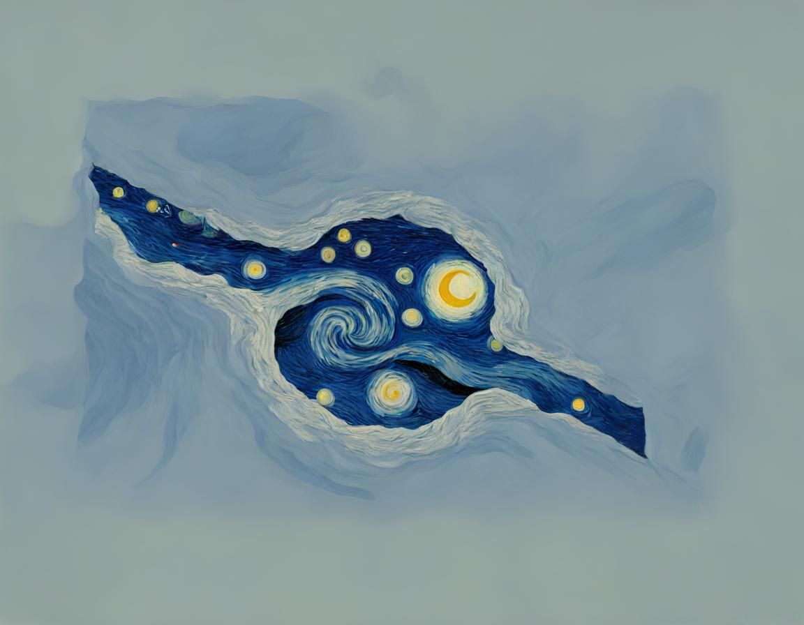 Starry Night Landscape in Post-Impressionist Style