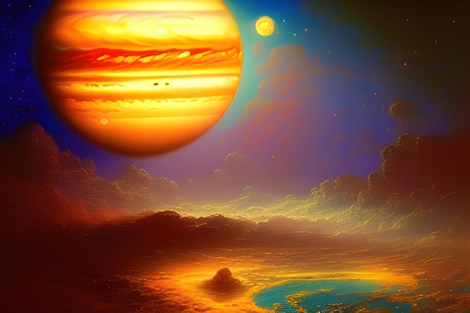 Mystical Jupiter: Detailed Oil Painting