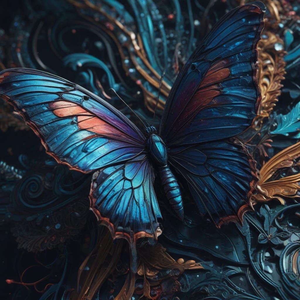 Angular Butterfly in Vibrant Blue Tones