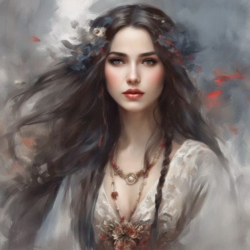 Beautiful Russian Girl Portrait in Royo Style