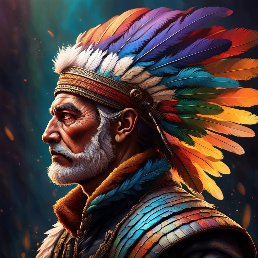 The Feather Men: Hyperrealistic Concept Art Portrait