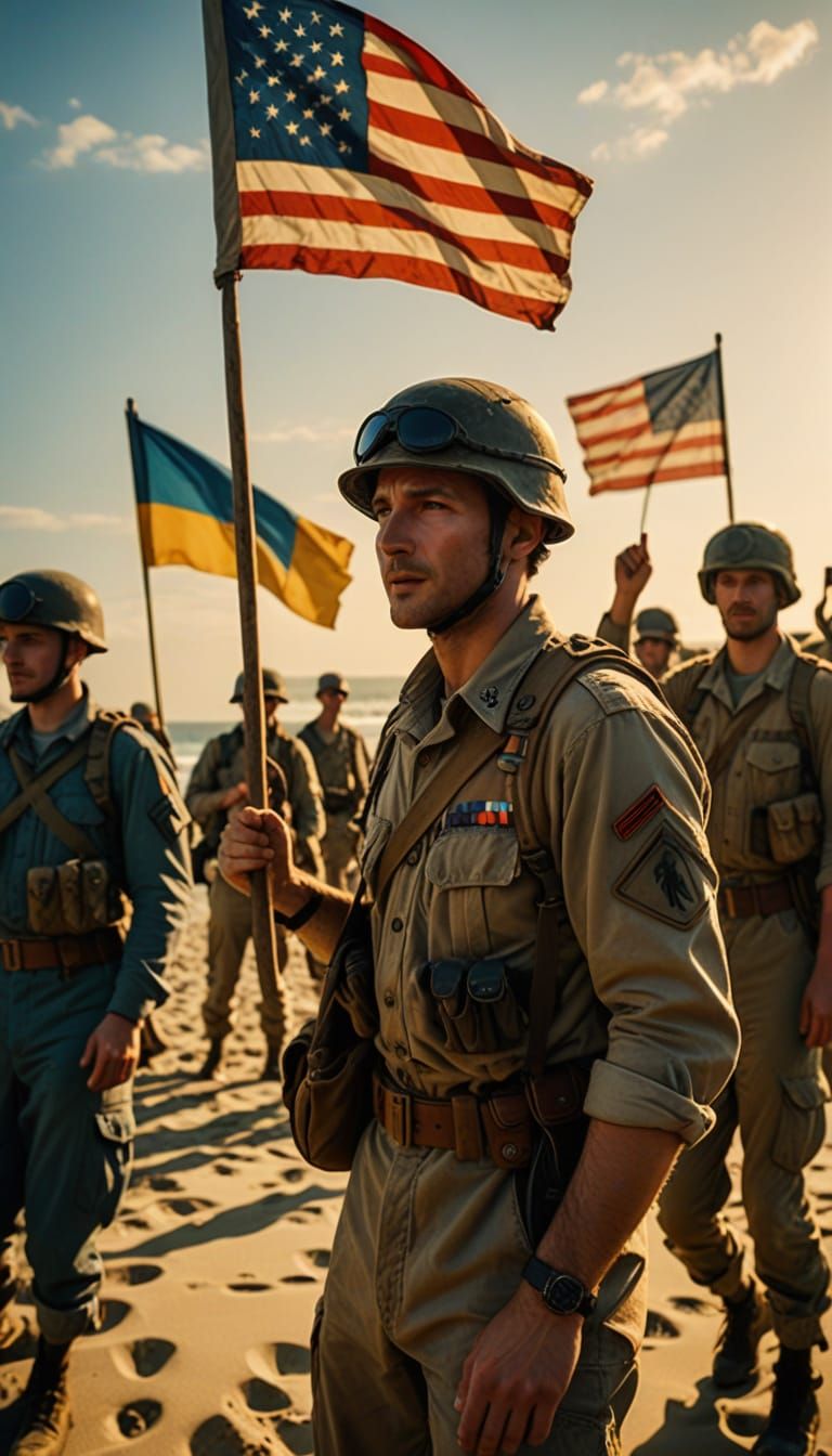 Victorious Soldiers Bask in Warm Golden Hour