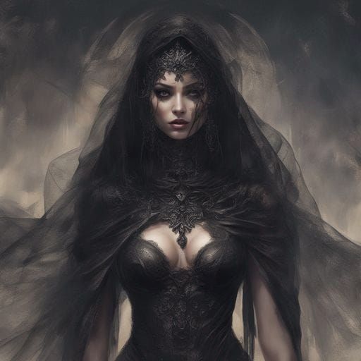 Dark Mistress in Veil: A Romantic Vision