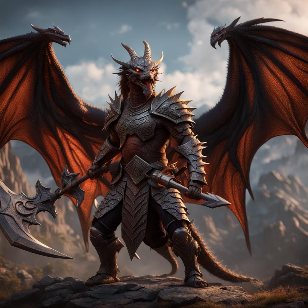 Dragonborn Warrior on Mountain in Unreal Engine 5