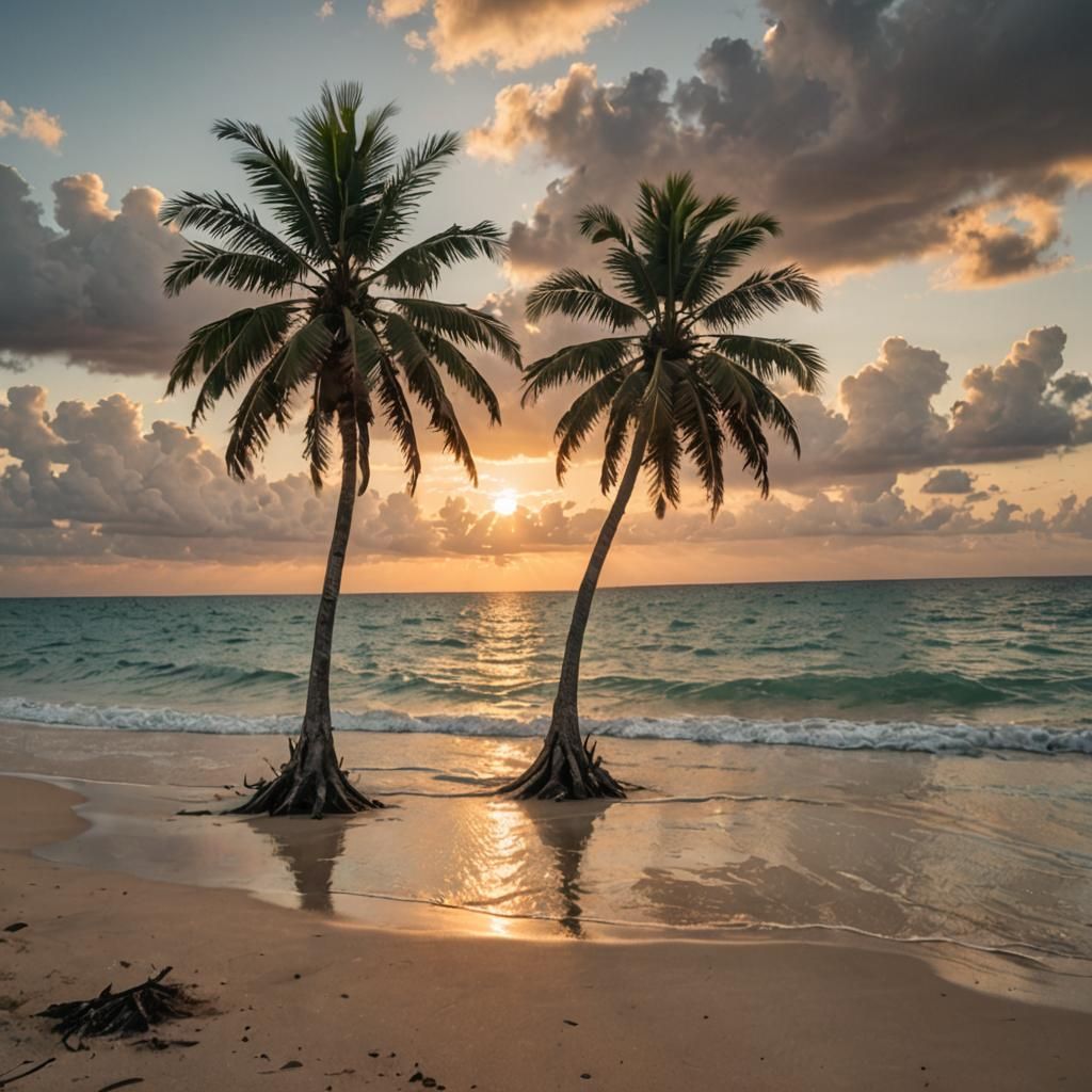 Two Giant Palms in an Endless Ocean