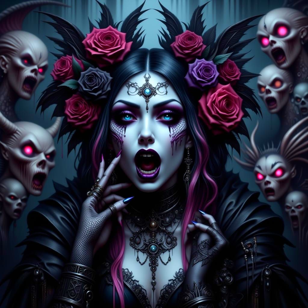 Ethereal Gothic Beauty in Horrific Terror