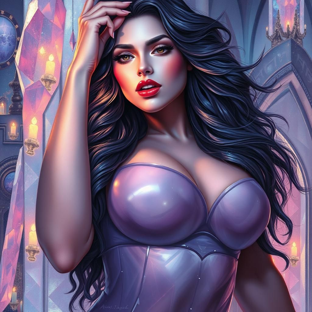 Iridescent Woman Portrait in Crystalline Palace