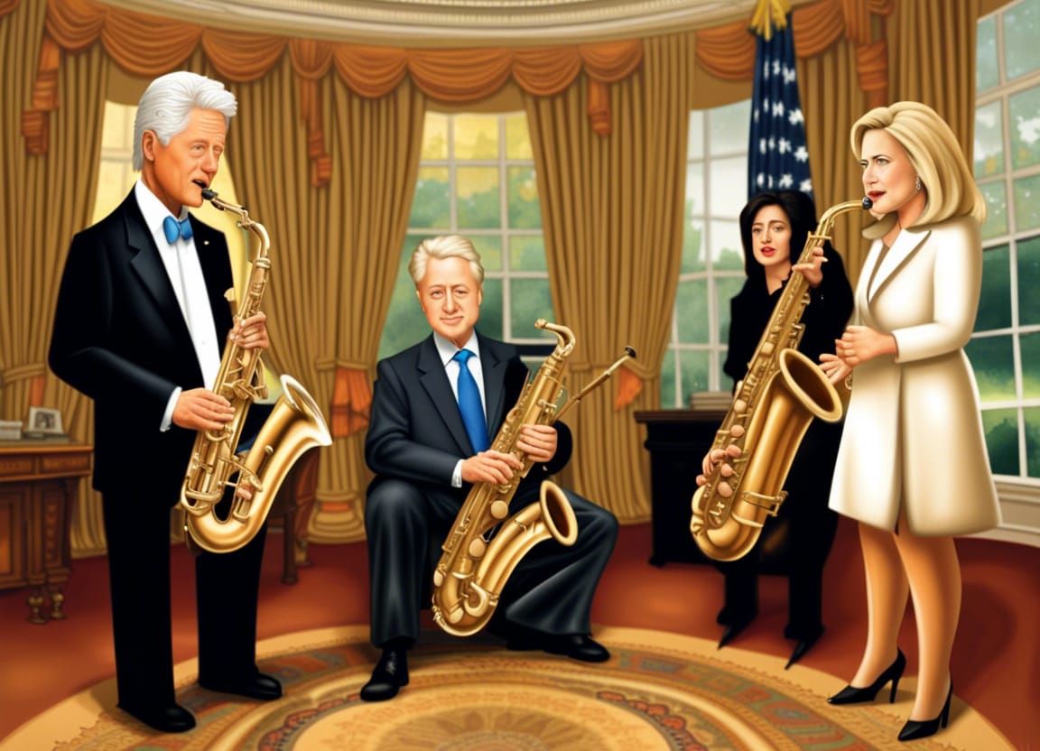 Bill Clinton Plays Saxophone in Oval Office