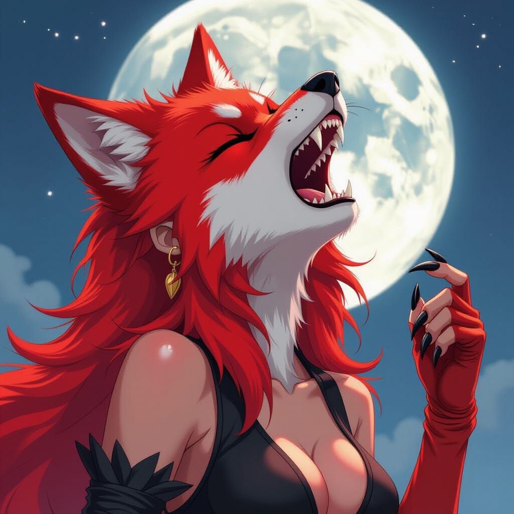 Werewolf Nami with Red Fur and Wolf Features