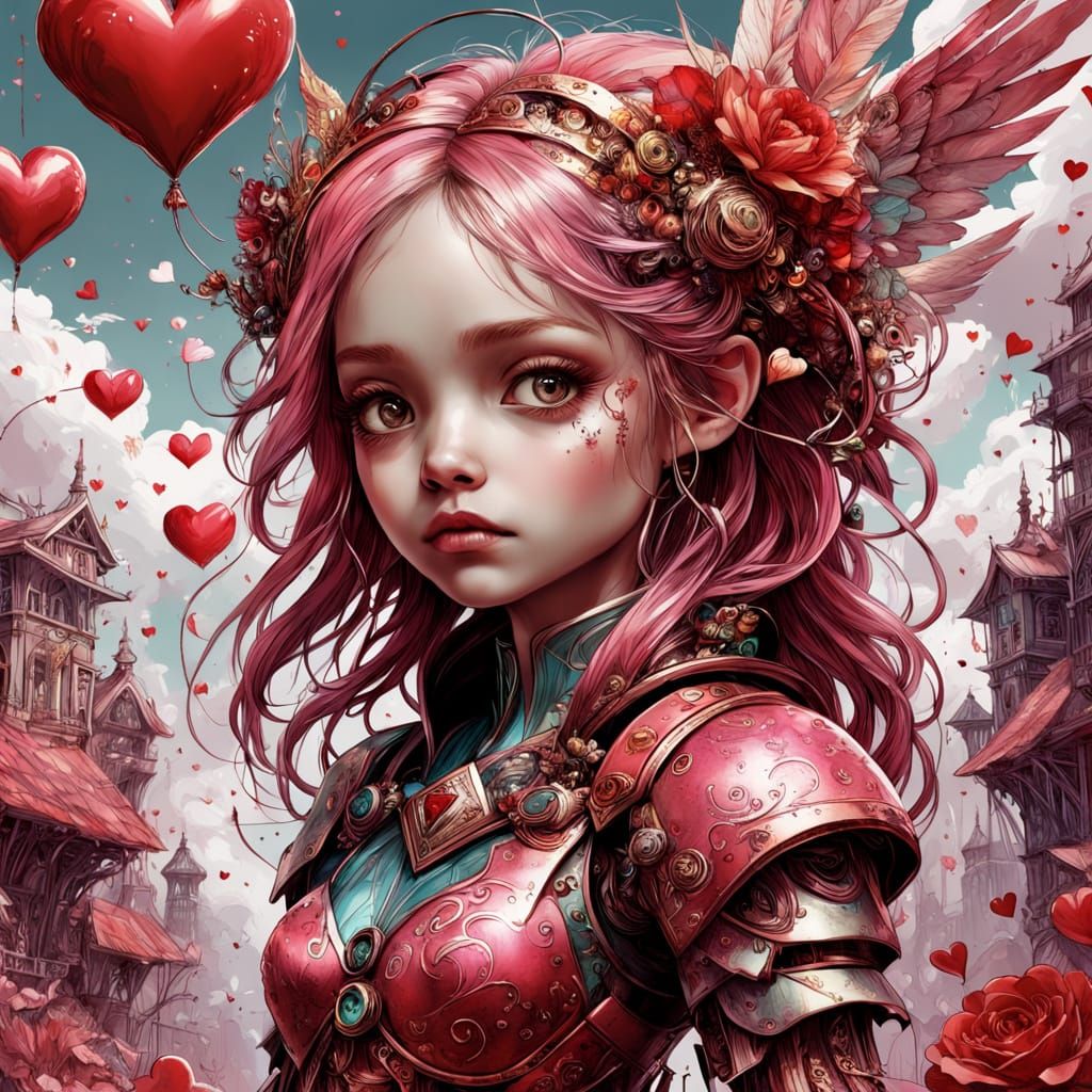 Chibified Cupids on Whimsical Valentine's Day Card