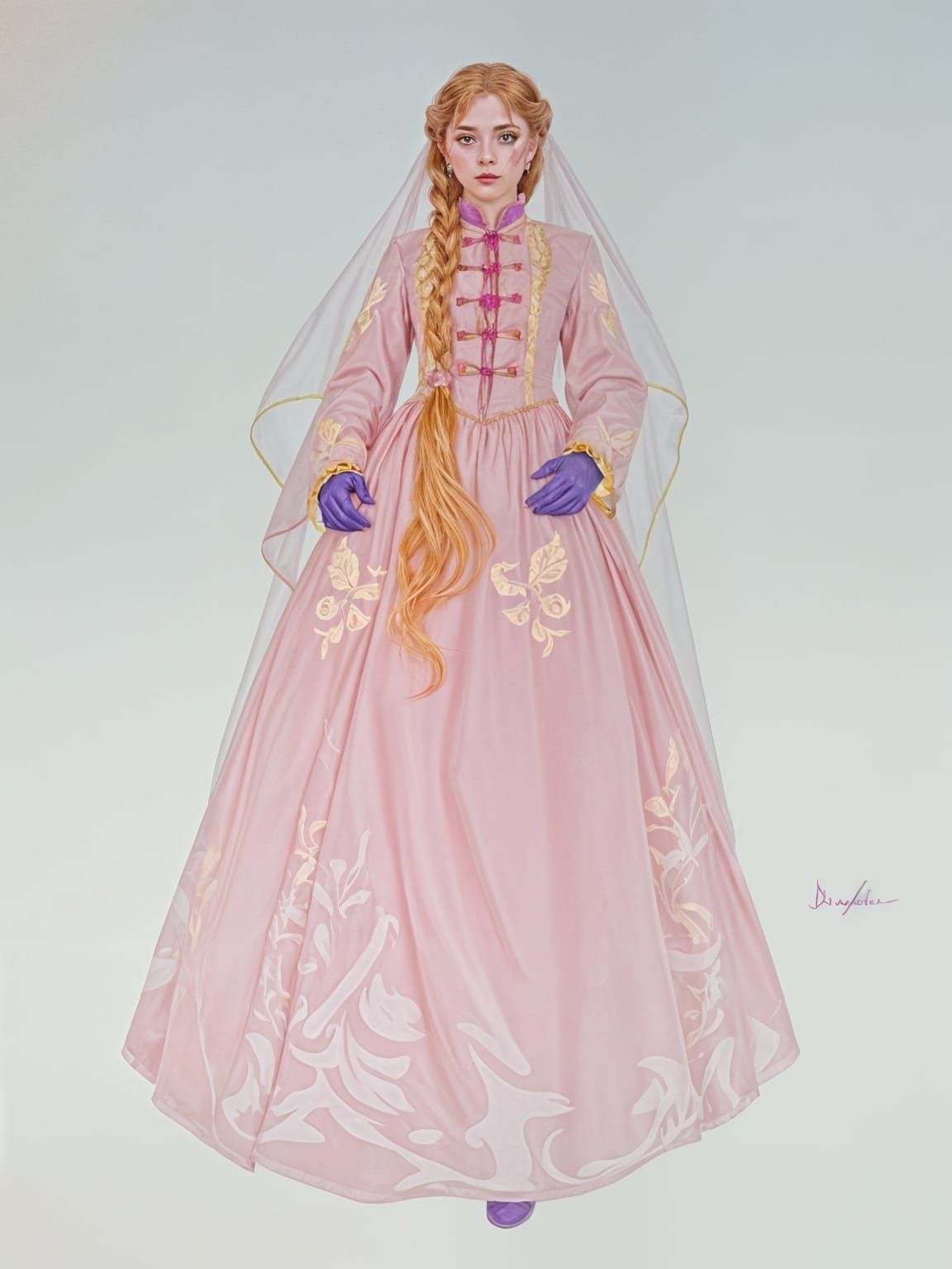 Tsarina Witch in Pink Gold Sarafan, Tiziano Style