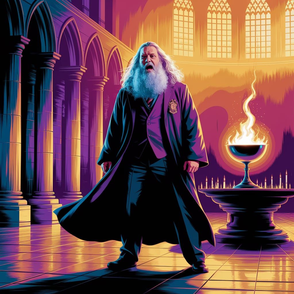 Dumbledore Yells in Great Hall: Digital Art