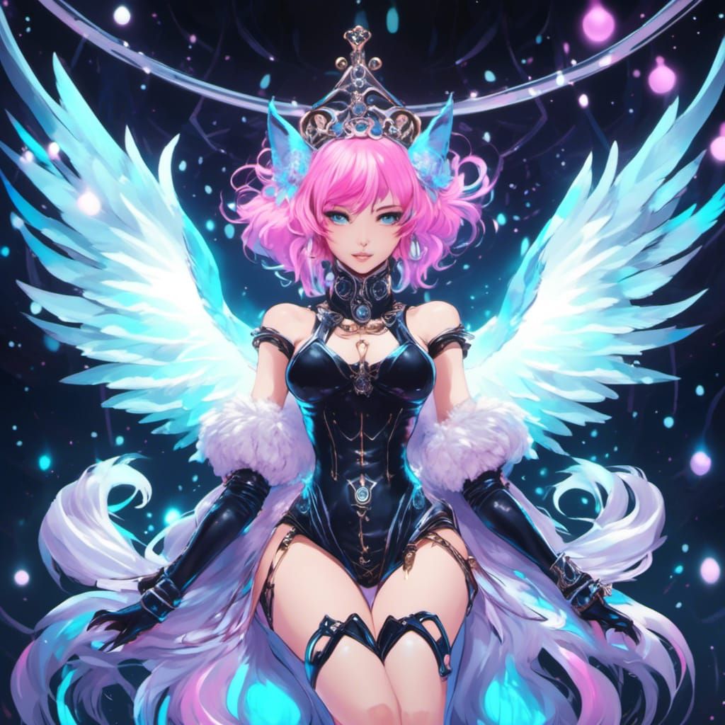 Neon Neko Catgirl Goddess Anime Angel