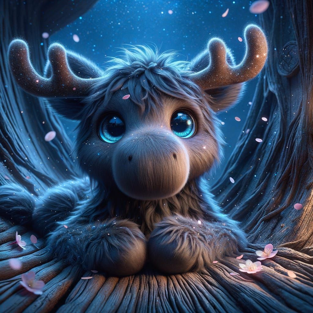 Anthropomorphic Moose in Treehouse Digital Art