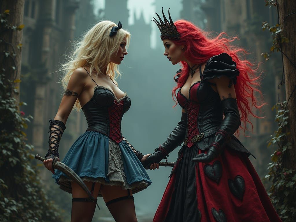 Gothic Alice Confronts the Queen of Hearts
