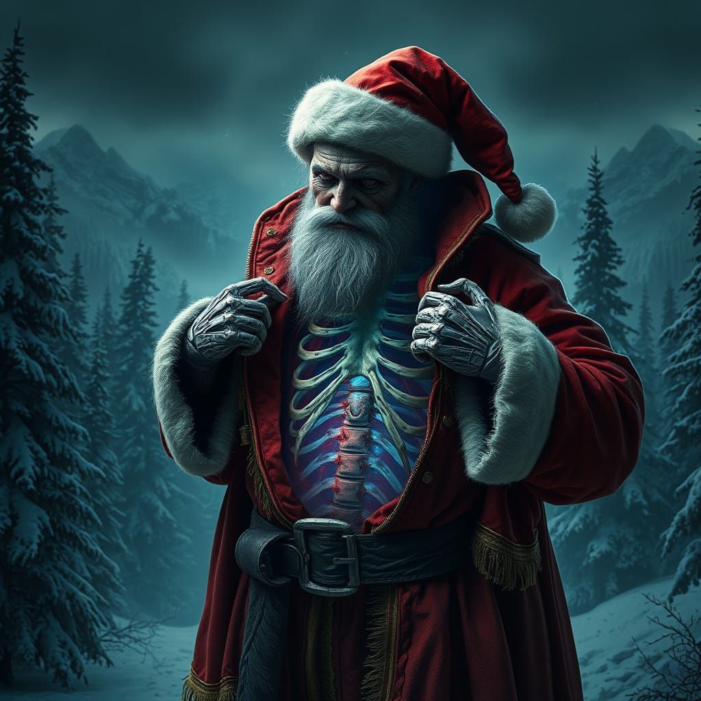 Ethereal Santa Claus Reveals Skeletal Terror Within
