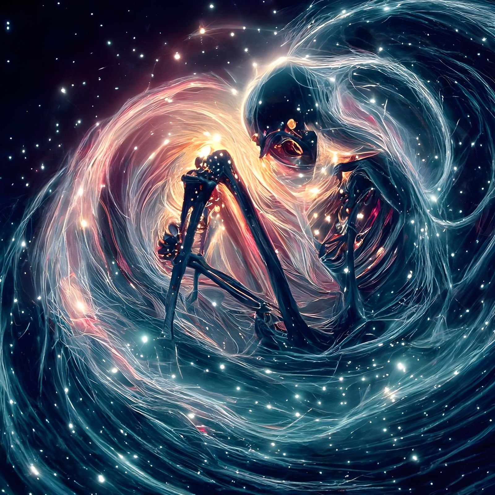 Celestial Skeleton in Stardust Galaxy