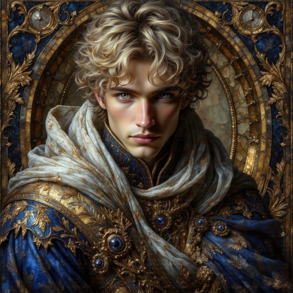 Handsome Young Man in Ornate Fantasy Garb