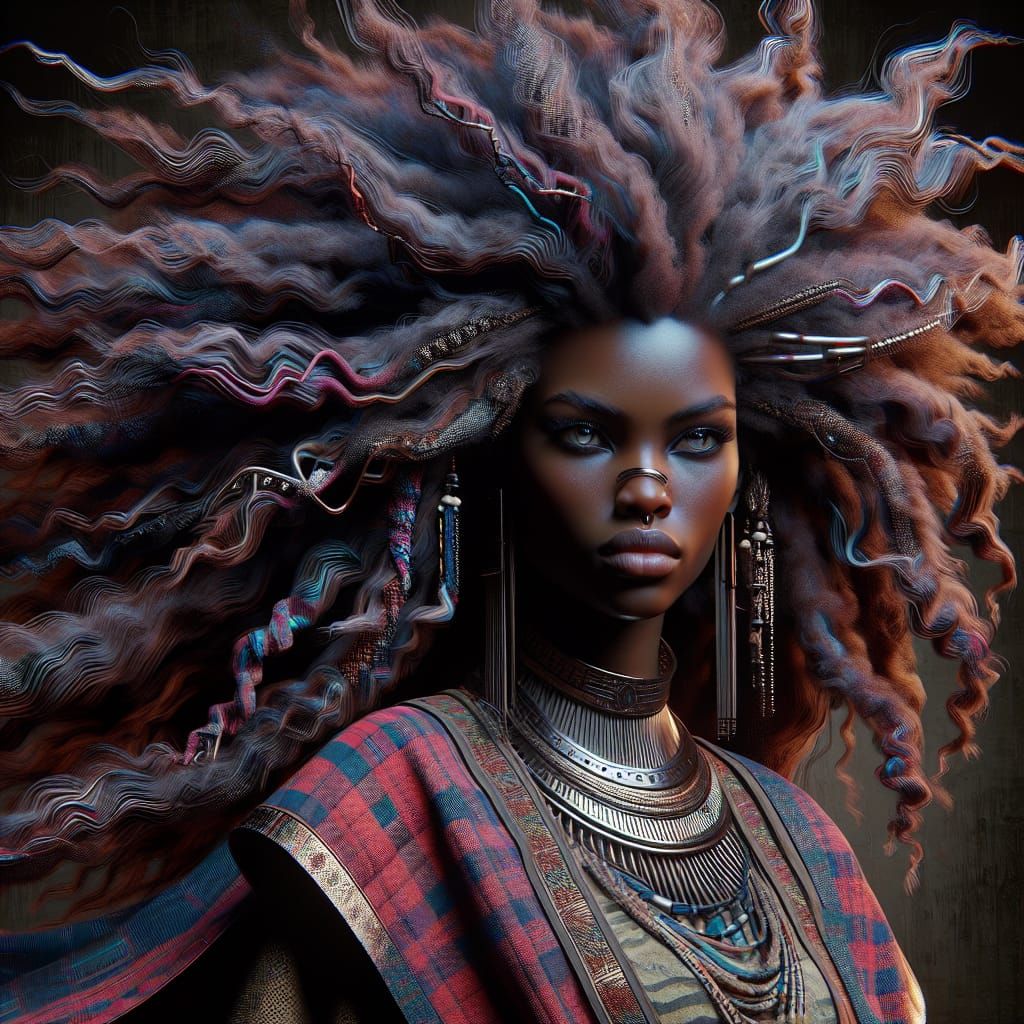 Stylish Maasai Girl with Voluminous Hair