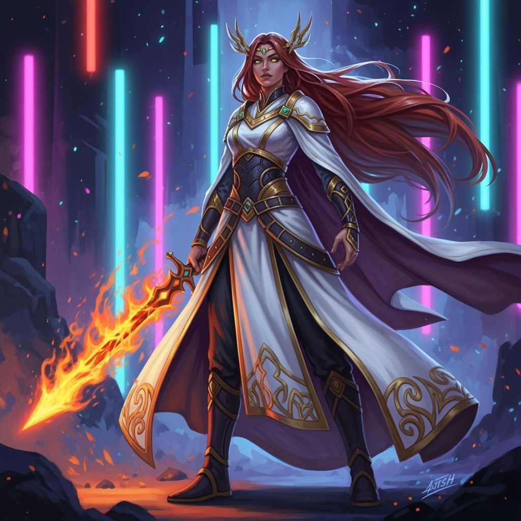 Ater: Courageous Goddess with Flaming Sword