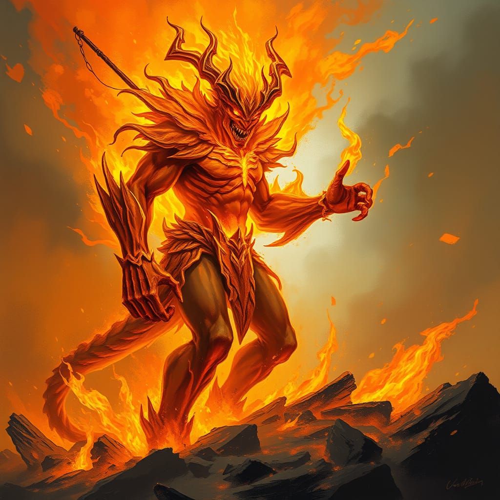 Blazing Fire Elemental in Fantasy Art Style