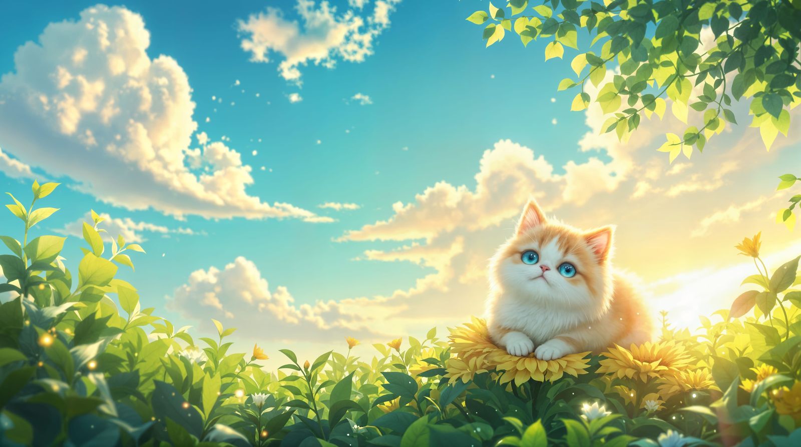 Whimsical Sunrise in a Lush Garden Paradise