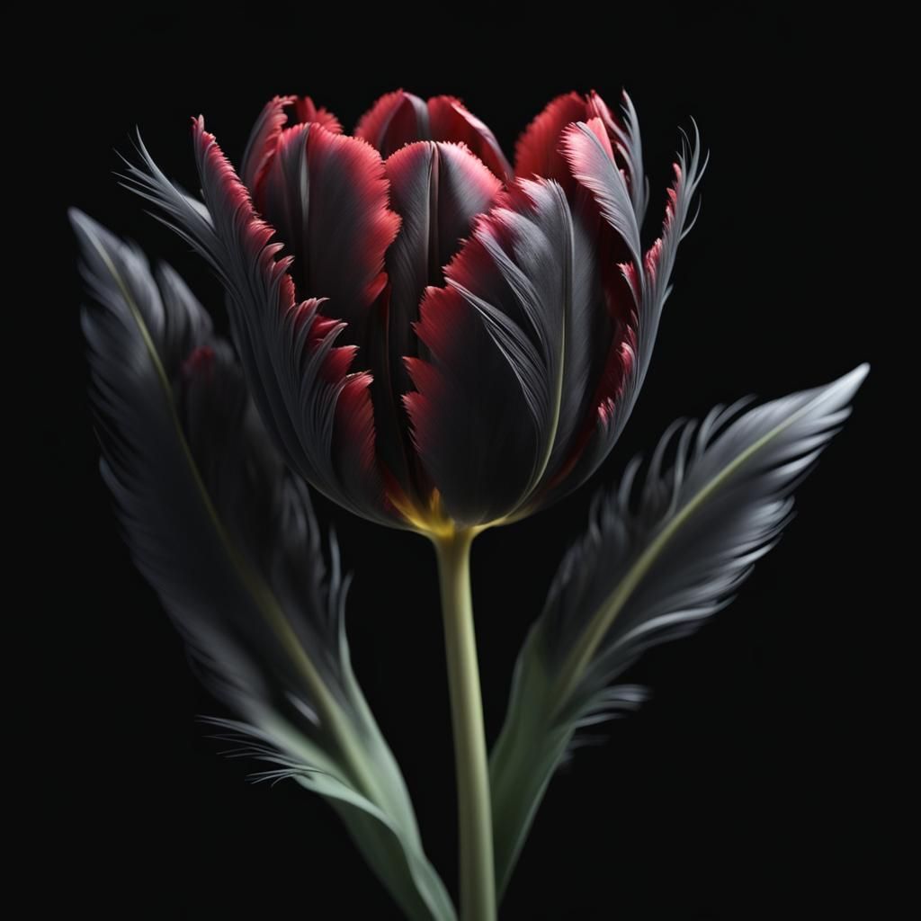 Feathery Tulip in Dynamic Lighting: 3D Render