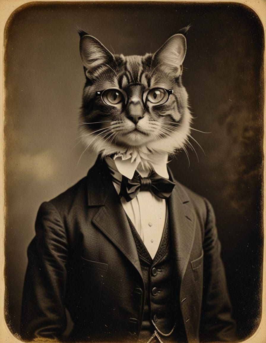 Aristocratic Cat Portrait in Pictorialism Style