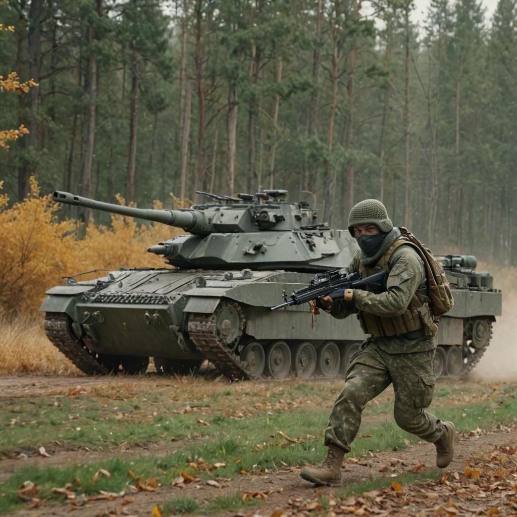 Cold War Battlefield Tank Assault in Snowy Forest