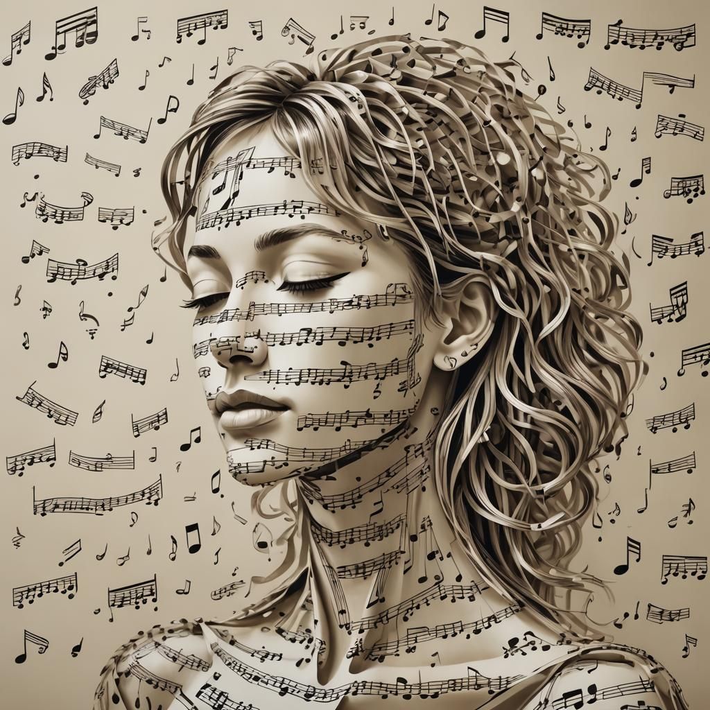 Harmonic Woman: A Symphony of Music Notes