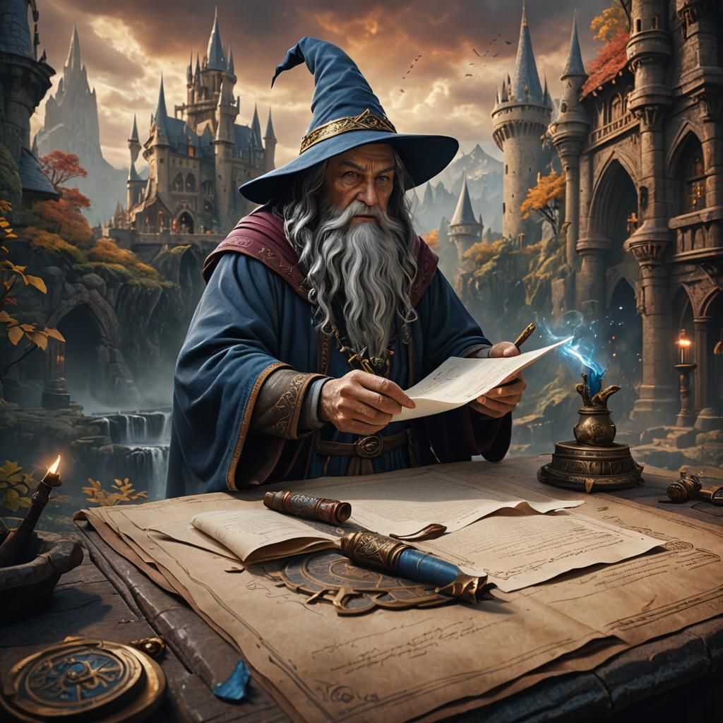 Wizard and Scribe: Detailed Matte Painting