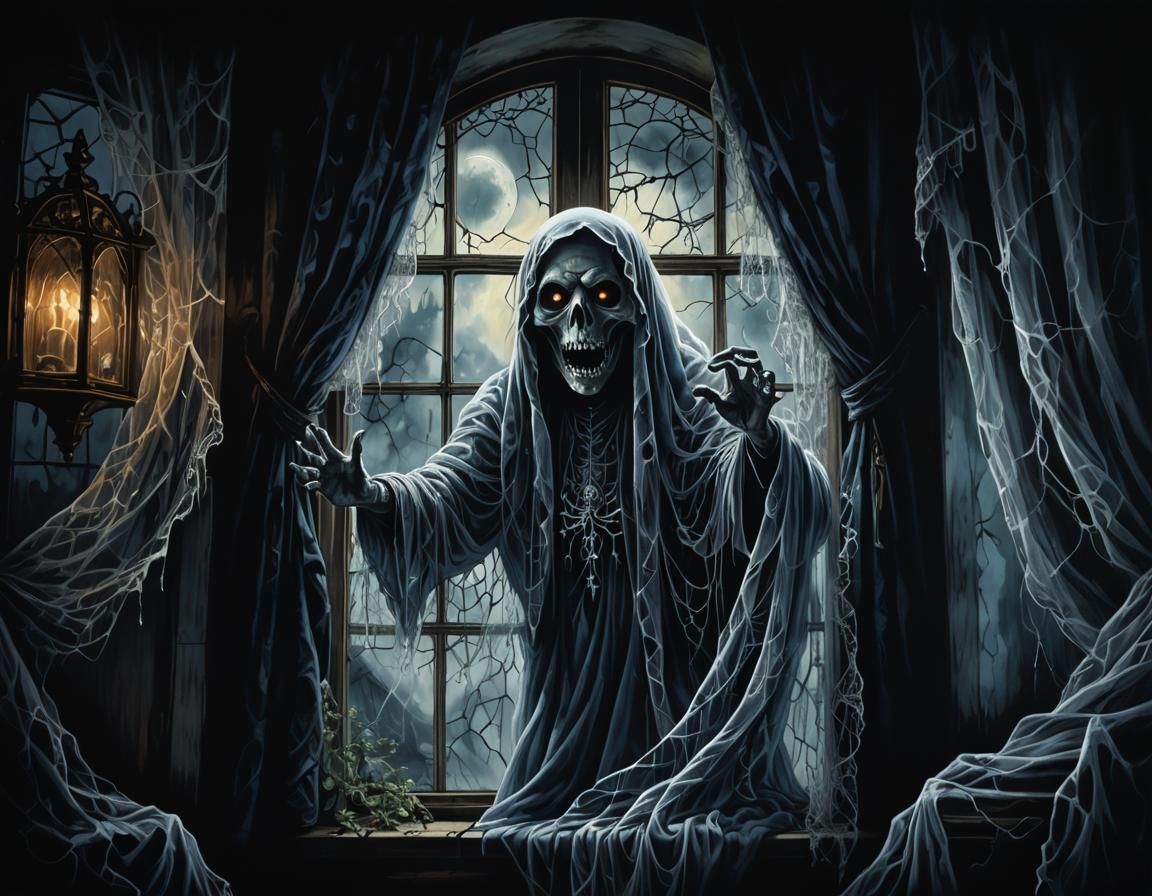 Eerie Ghost Portrait in Gothic Art Style