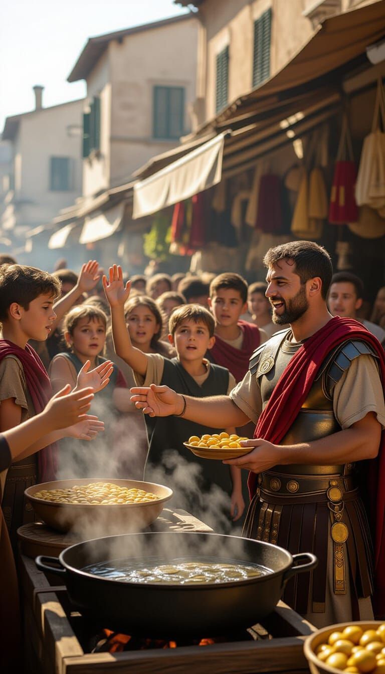 Dynamic Roman Market Scene with Motion Blur