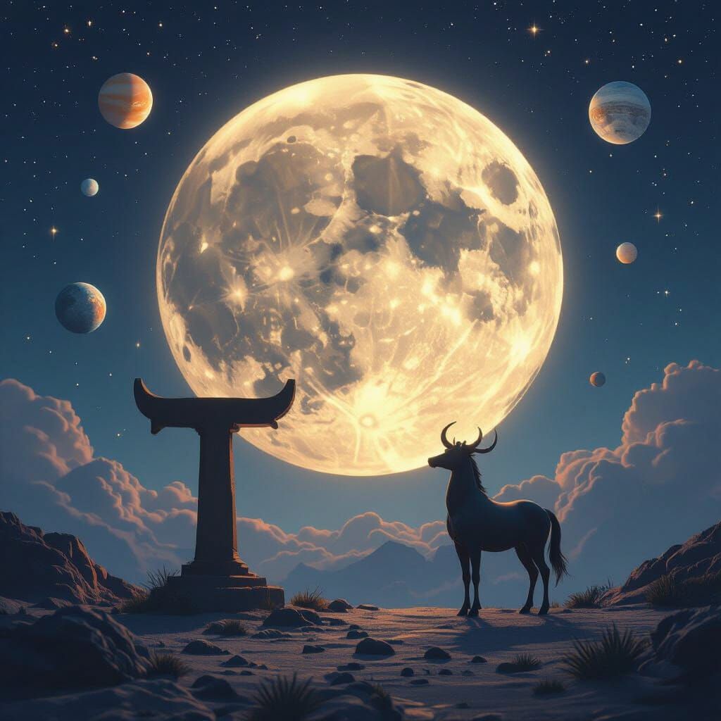 Taurus and Gemini Constellations Under Full Moon