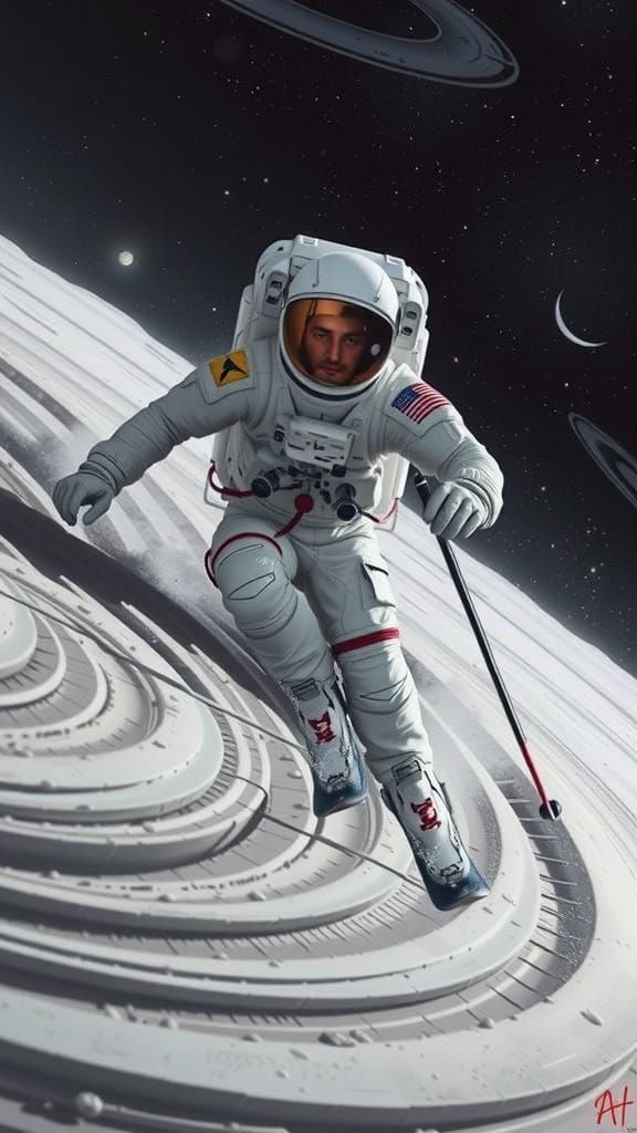 Astronaut skiing