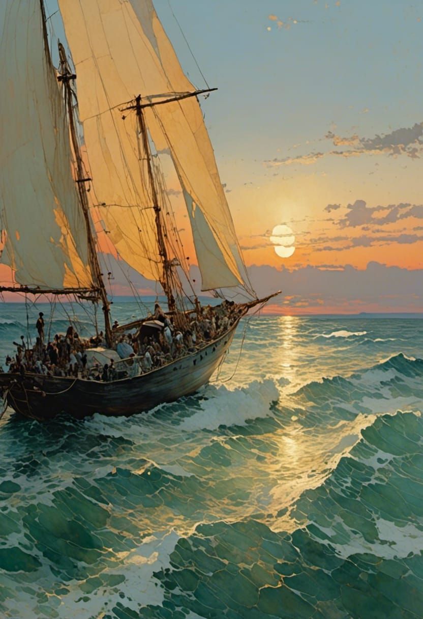 The Aloysius heading east on the Ionian Sea towards Corfu