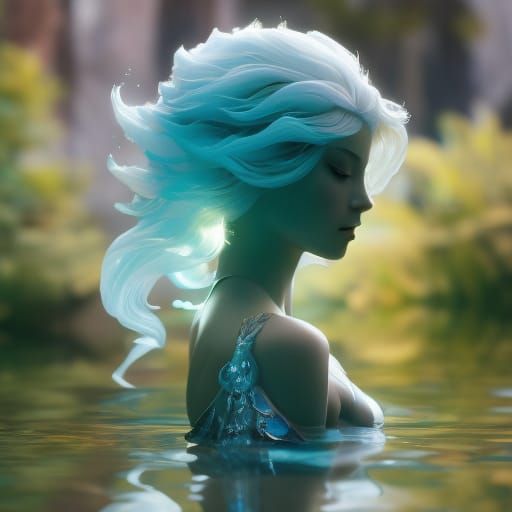 Water Elemental Girl: Hyperdetailed Digital Art