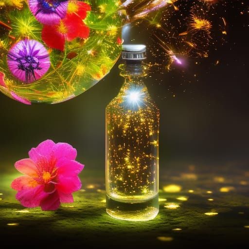 Luminous Flowers in a Bottle: Digital Matte Painting