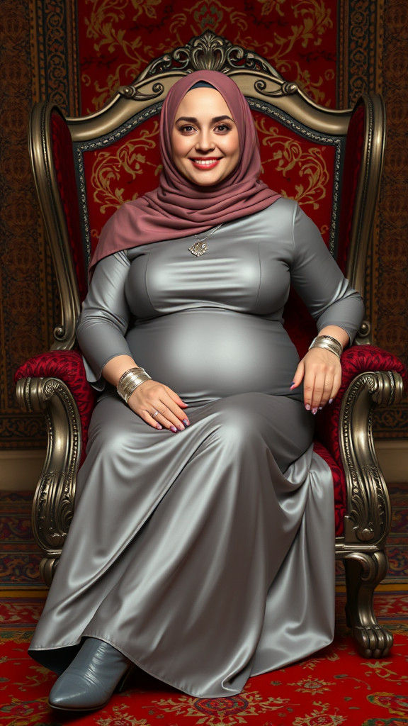 Elegant Hijabi Beauty in Ornate Armchair